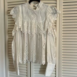 Sea New York, white, beautiful lace blouse with so much details